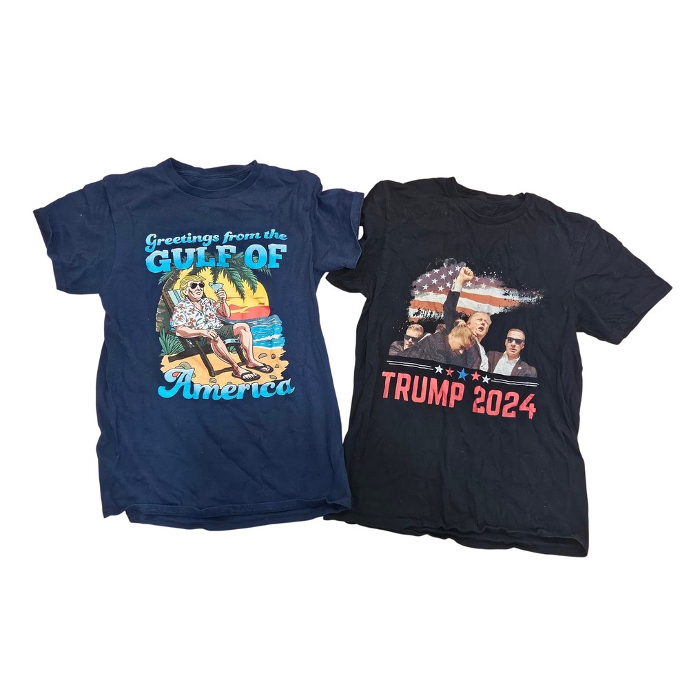 Trump 2024 Gulf of‎ America Graphic T-Shirt Bundle Navy Black 2 Pack Mens Size S